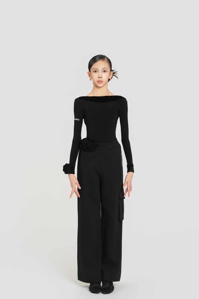 Bubble-Fleece Long Sleeve Backless Bodysuit（Off-White）#260113