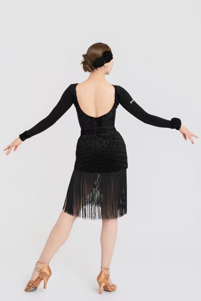 Bubble-Fleece Long Sleeve Backless Bodysuit（Off-White）#260109