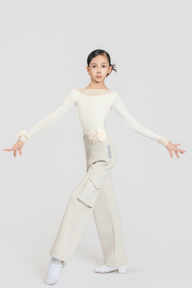 Bubble-Fleece Long Sleeve Backless Bodysuit（Off-White）#260113