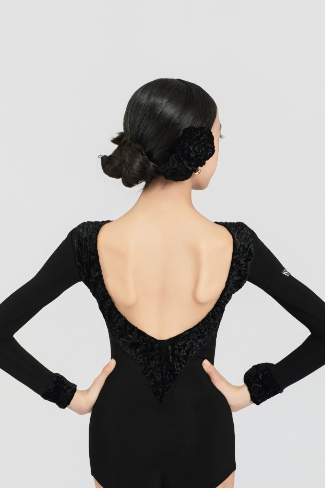 Bubble-Fleece Long Sleeve Backless Bodysuit（Off-White）#260113