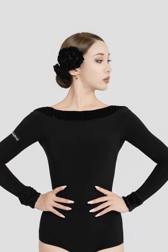 Bubble-Fleece Long Sleeve Backless Bodysuit（Off-White）#260109