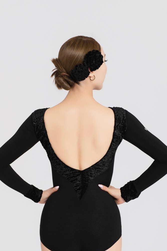 Bubble-Fleece Long Sleeve Backless Bodysuit（Off-White）#260109