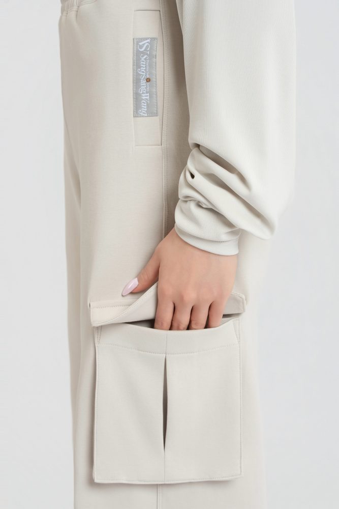Single-pocket Cargo Pants (Gray-beige)#260102