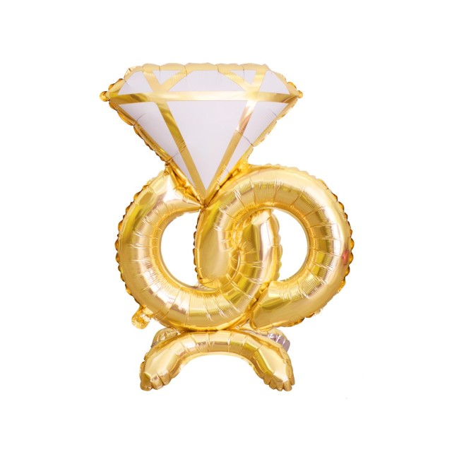 Standing Foil Balloon Diamond Ring, Gold, 69x88cm