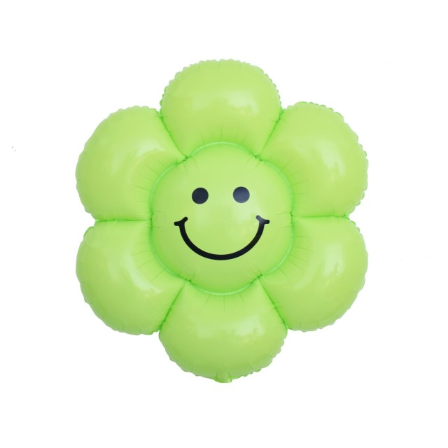 Foil Balloon Smiley Daisy Flower, Green, 86x101cm