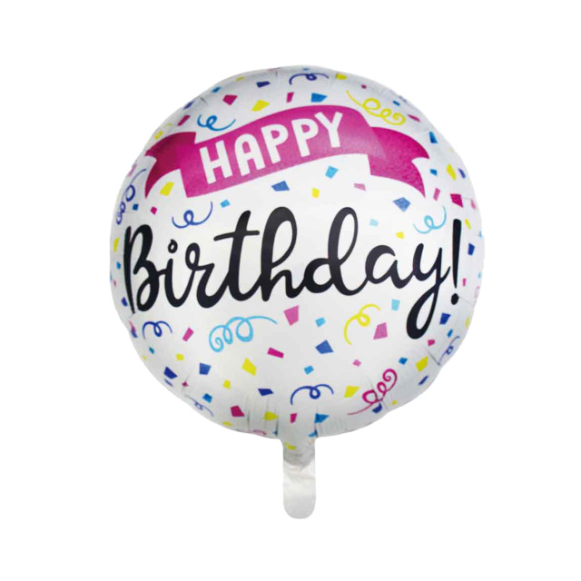 Hexagon Foil Balloon "HAPPY Birthday", Fireworks, 18 inch