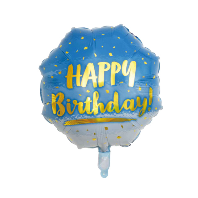 Octagon Foil Balloon "HAPPY Birthday", Gradient Blue, 18 inch