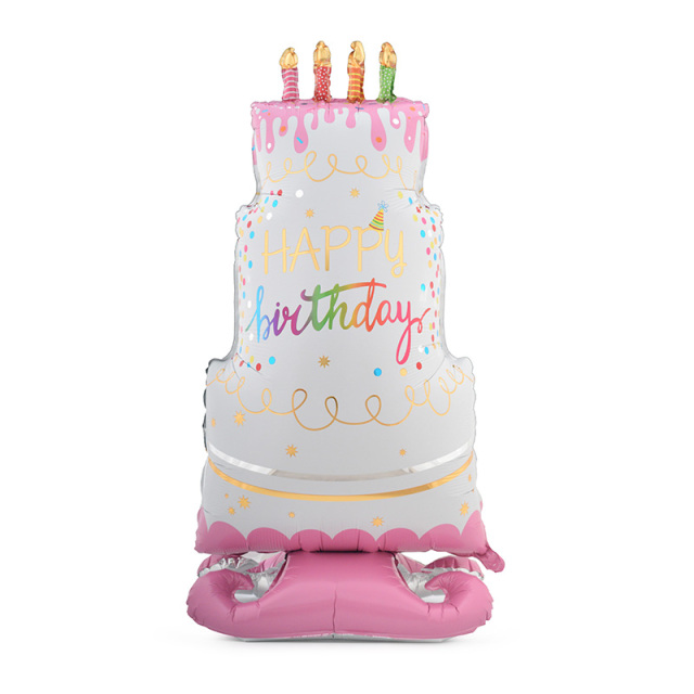 Standing Birthday Candlestick Cake, "HAPPY birthday", Pink, 58 inch
