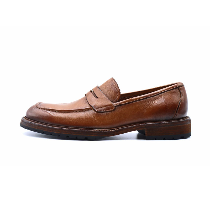 Horsehide Loafers Brown | Handmade Leather Shoes for Men | Goodyear Welted Retro Style Washing Process