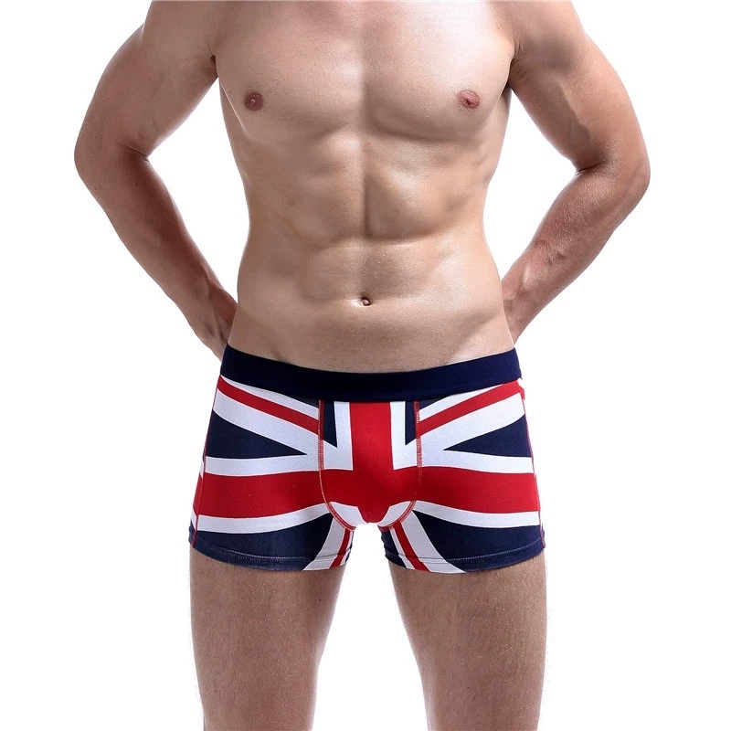 European and American Men's Comfortable Underwear at Home British Flag Boxer Briefs Pure Cotton Sexy