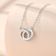 Double Ring Necklace (Platinum Gold)