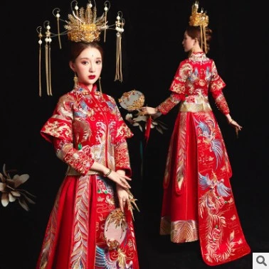 Xiuhe clothing bride's new Xiuhe wedding dress men's and women's suit embroidered kimono wedding dress Chinese couple
