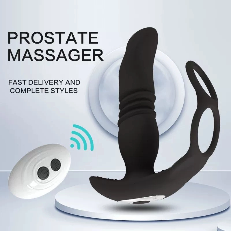 Wireless remote control APP black warrior double ring telescopic wearable men's prostate massage vibration lock fine ring fun