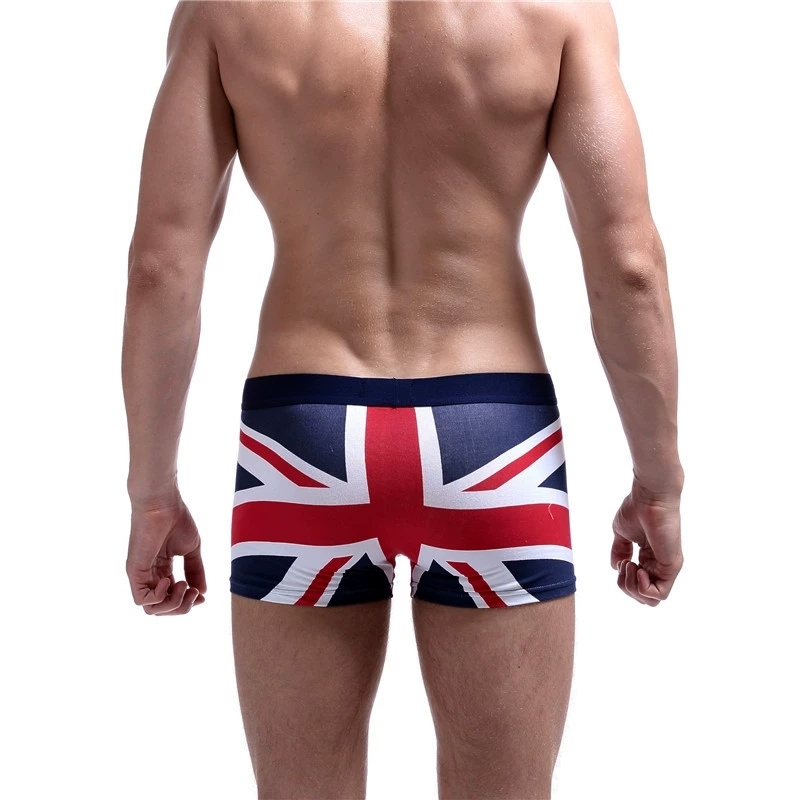 European and American Men's Comfortable Underwear at Home British Flag Boxer Briefs Pure Cotton Sexy