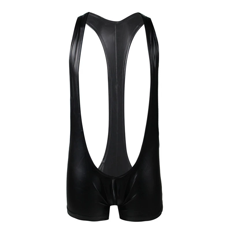 European and American Plus Size Men's Sexy Underwear Sexy Faux Leather JumpsuitAmazon