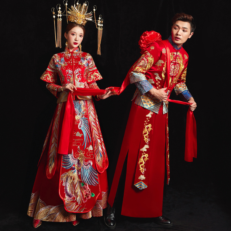 Xiuhe clothing bride's new Xiuhe wedding dress men's and women's suit embroidered kimono wedding dress Chinese couple