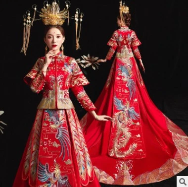 Xiuhe clothing bride's new Xiuhe wedding dress men's and women's suit embroidered kimono wedding dress Chinese couple