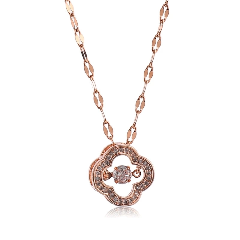 Simple Fashion New Simple Clover Necklace Female Beating Heart Titanium Steel Necklace Pendant