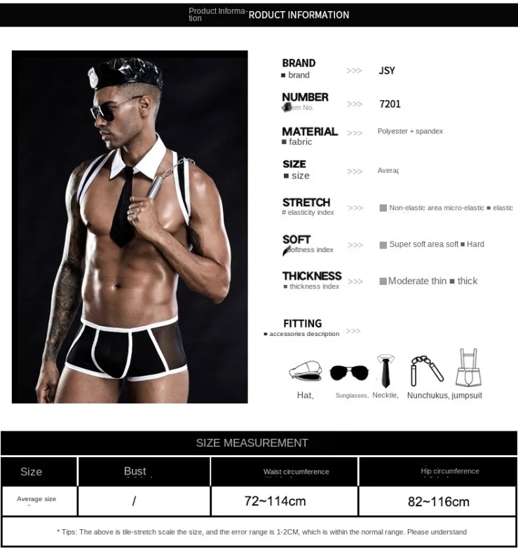 JSY sexy men's sexy lingerie European and American nightclub gay sexy uniform support suit