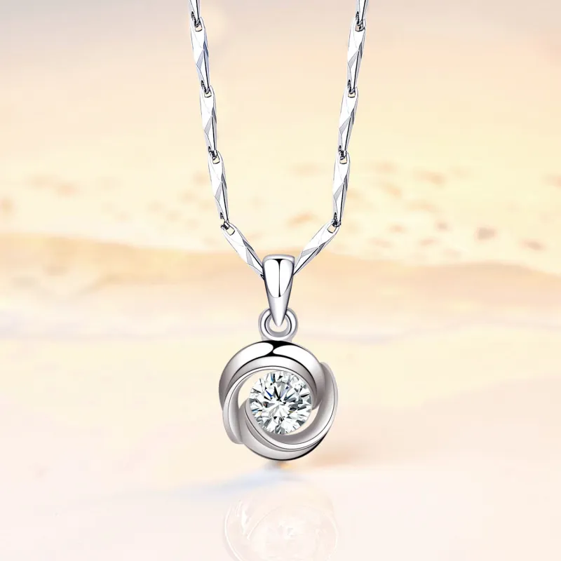 Rose Gold Necklace Women's Double Ring Pendant 18K Color Gold Clavicle Chain Platinum Set Chain Valentine's Day