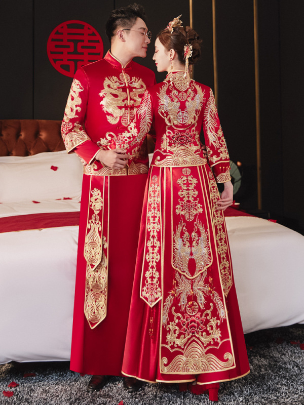 Xiuhe clothing new bride wedding wedding dress couple Chinese style slimming wedding dress dragon and phoenix gown female toast clothing