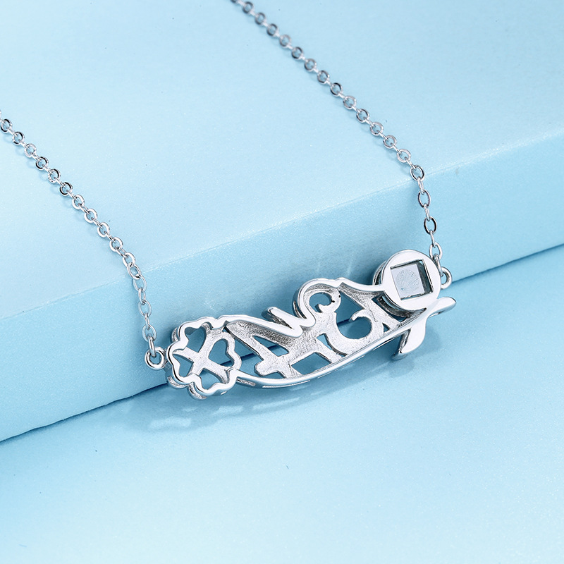 Necklace 1314 I love you four-leaf clover necklace projection one hundred languages ??clavicle chain memory of love