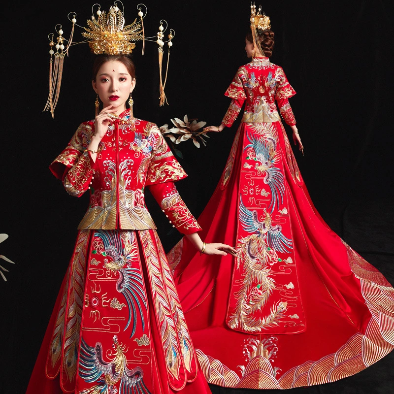 Xiuhe clothing bride's new Xiuhe wedding dress men's and women's suit embroidered kimono wedding dress Chinese couple