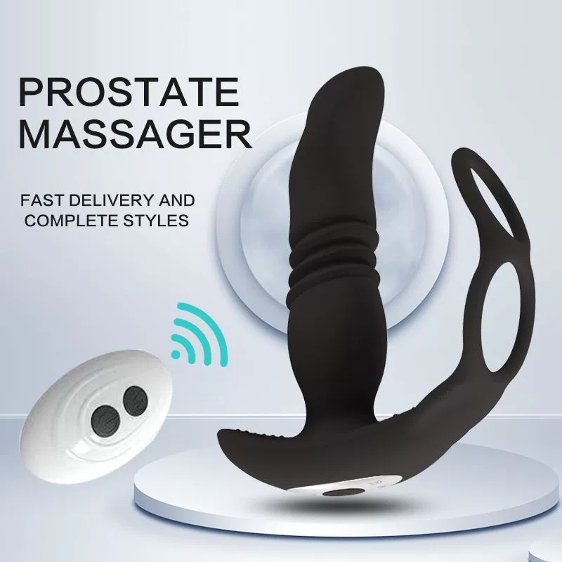 Wireless remote control APP black warrior double ring telescopic wearable men's prostate massage vibration lock fine ring fun