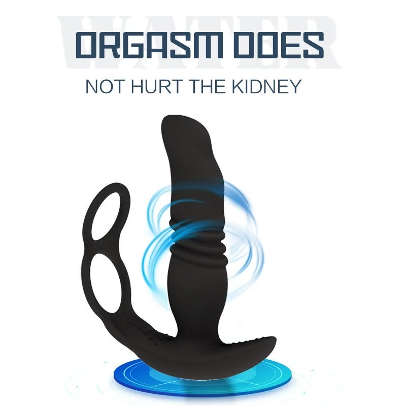 Wireless remote control APP black warrior double ring telescopic wearable men's prostate massage vibration lock fine ring fun