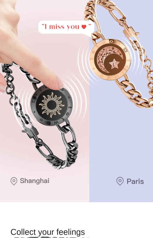 totwoo smart couple bracelet flash vibration remote love artifact induction interactive bracelet bracelet lover gift remote APP remote control