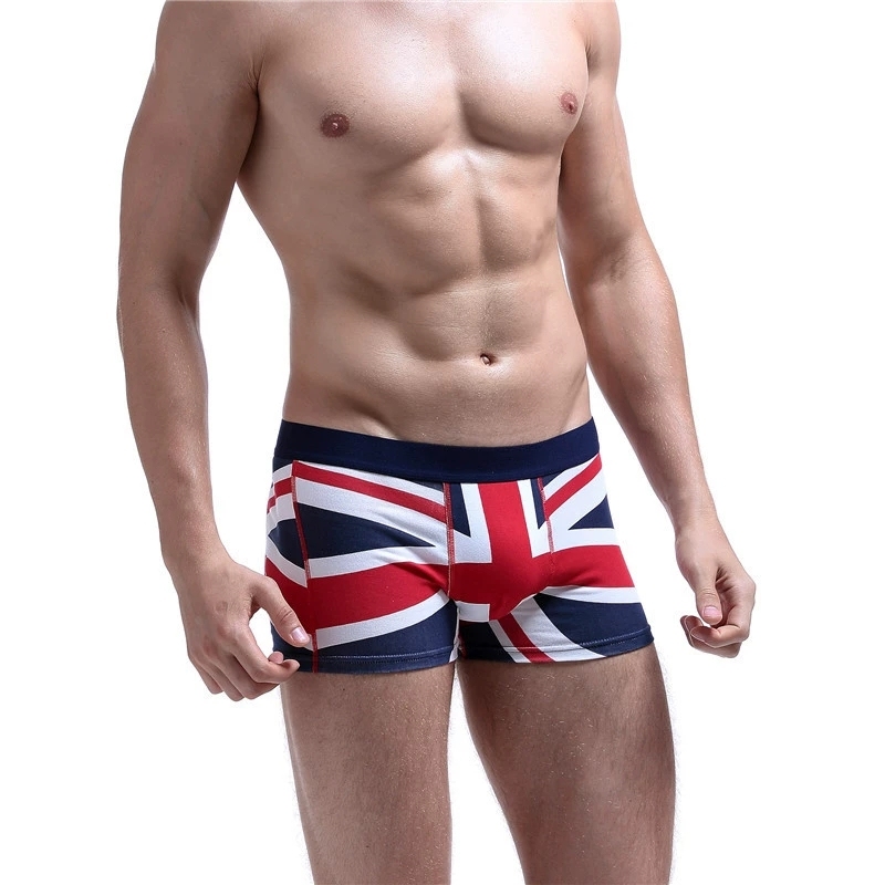 European and American Men's Comfortable Underwear at Home British Flag Boxer Briefs Pure Cotton Sexy