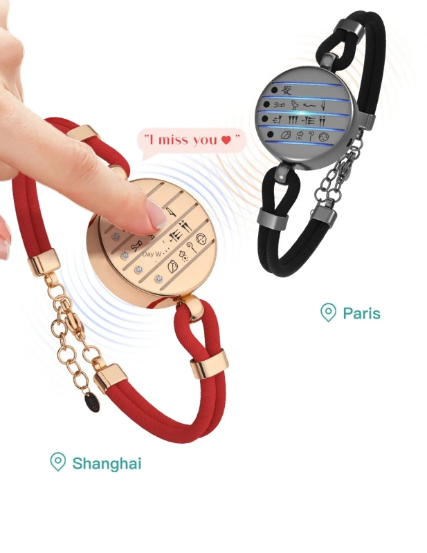 Couple bracelets a pair of induction vibration bracelets totwoo long-distance love sensors heart-to-heart smart bracelet