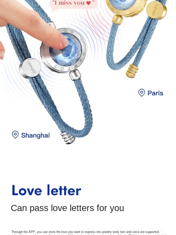 Blue Lovers Bracelets A Pair of Long-distance Love App Can Remotely Sensing Bracelets to Send Wife Gifts