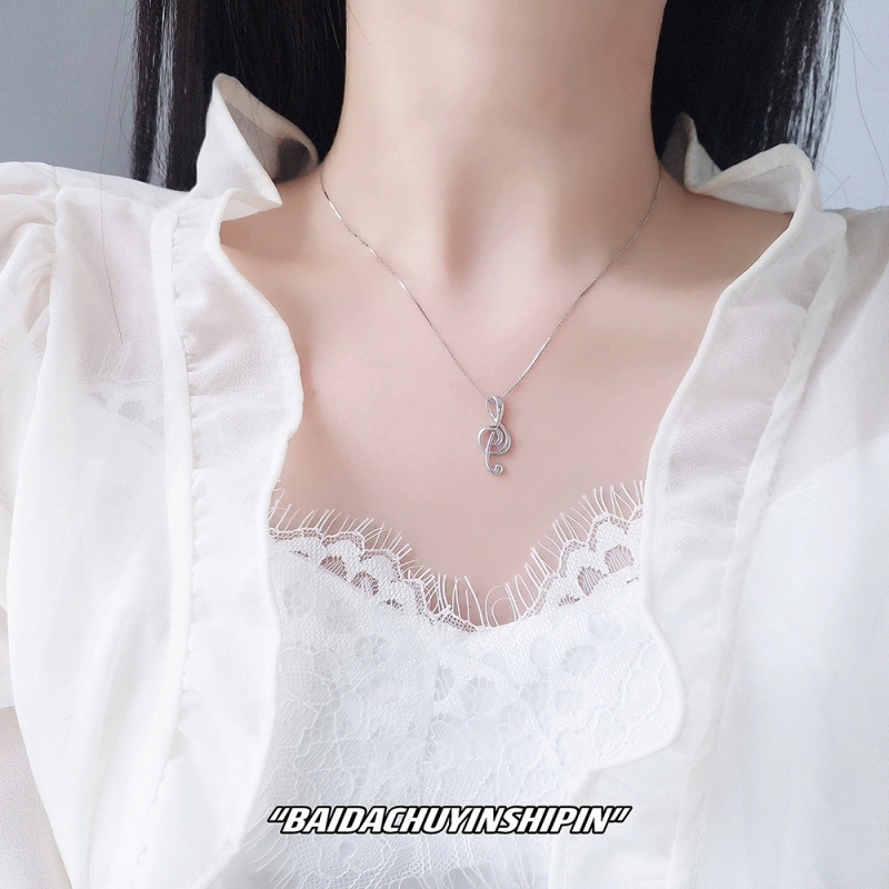 Personality Simple Music Note Necklace Korean Temperament Music Symbol Clavicle Chain Fashion Jewelry Female