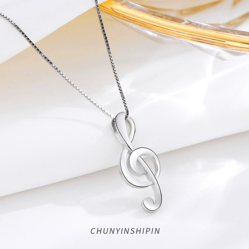 Personality Simple Music Note Necklace Korean Temperament Music Symbol Clavicle Chain Fashion Jewelry Female