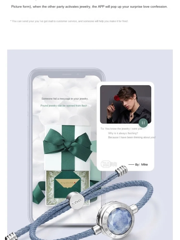 Blue Lovers Bracelets A Pair of Long-distance Love App Can Remotely Sensing Bracelets to Send Wife Gifts