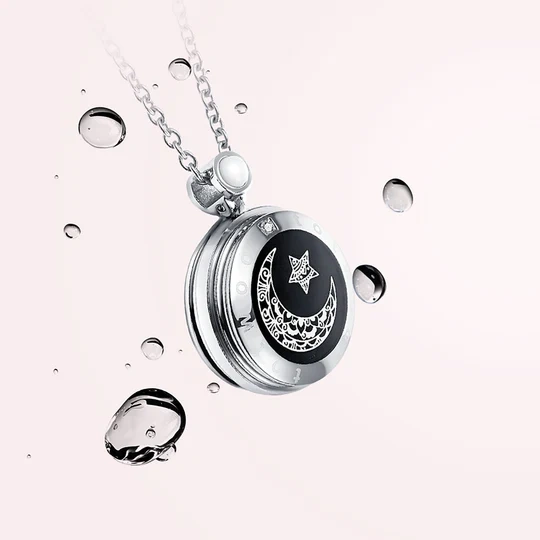 APP remote connection Couple Natural Agate Sun Moon Touch Necklace