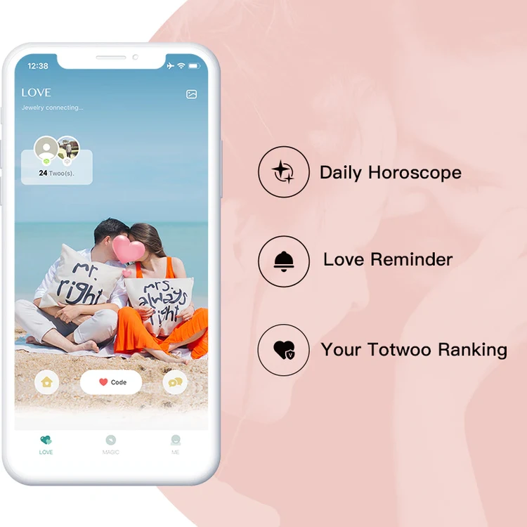 APP remote connection Couple Natural Agate Sun Moon Touch Necklace