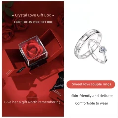 Sweet love ring + crystal flower gift box