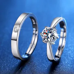 Pair of rings 10 points for men + 1 carat for women + gift box