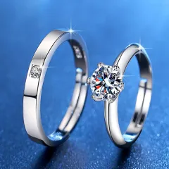 Pair of rings 10 points for men + 1 carat for flower buds + gift box