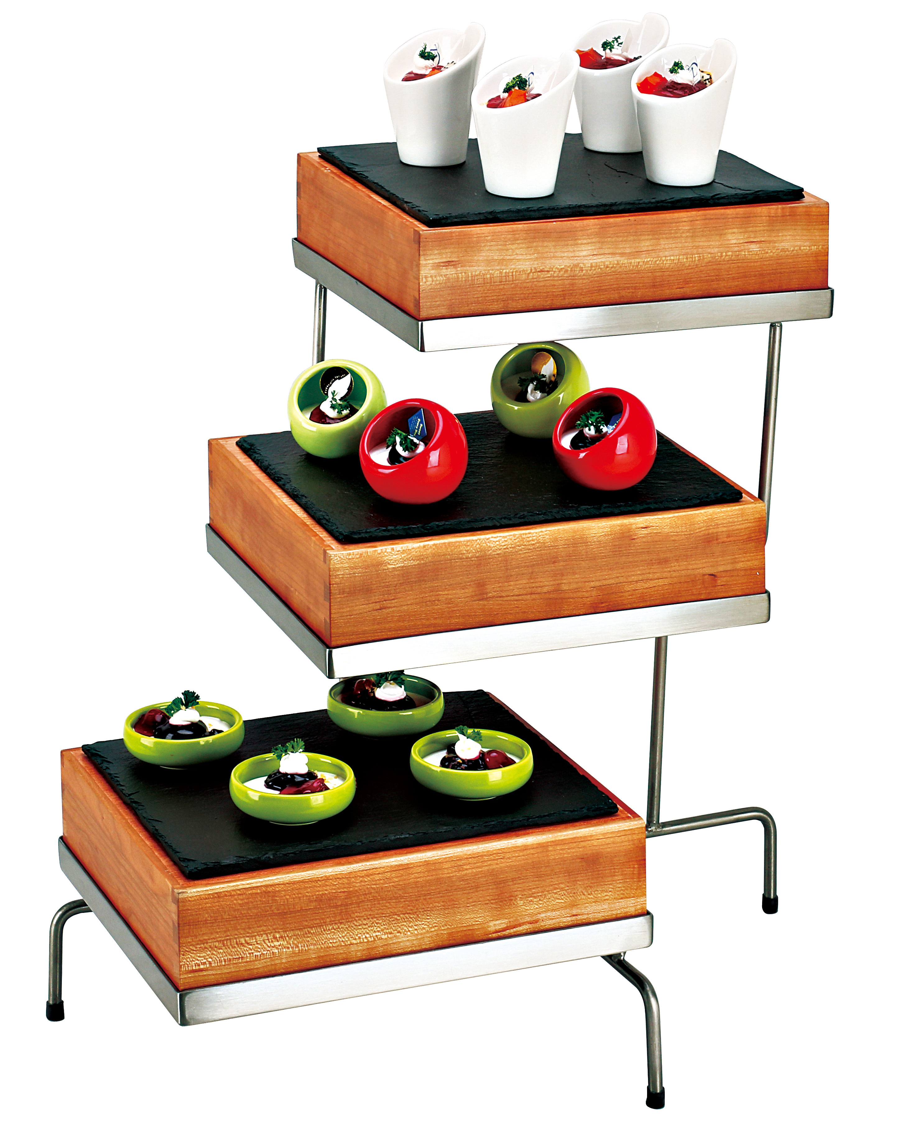 Wooden food display sets