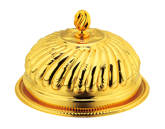 Gold plated Food Plate with Cloche Dome Cover