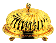 Gold plated Food Plate with Cloche Dome Cover