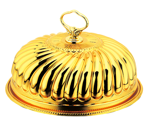 Gold plated Food Plate with Cloche Dome Cover