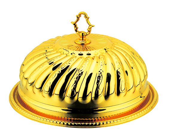 Gold plated Food Plate with Cloche Dome Cover