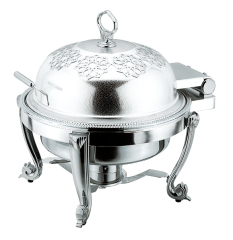 Round hydraulic chafing dish with etched finish