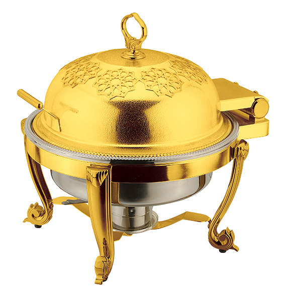 Round hydraulic chafing dish with etched finish