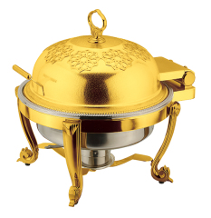 Round hydraulic chafing dish with etched finish