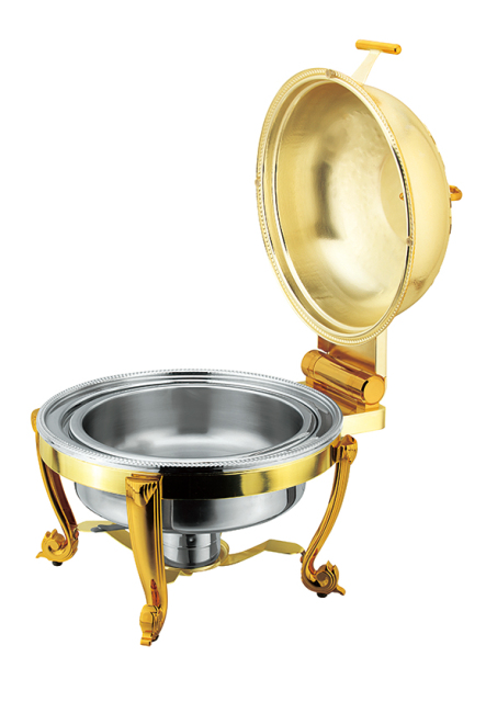 Round hydraulic chafing dish with etched finish